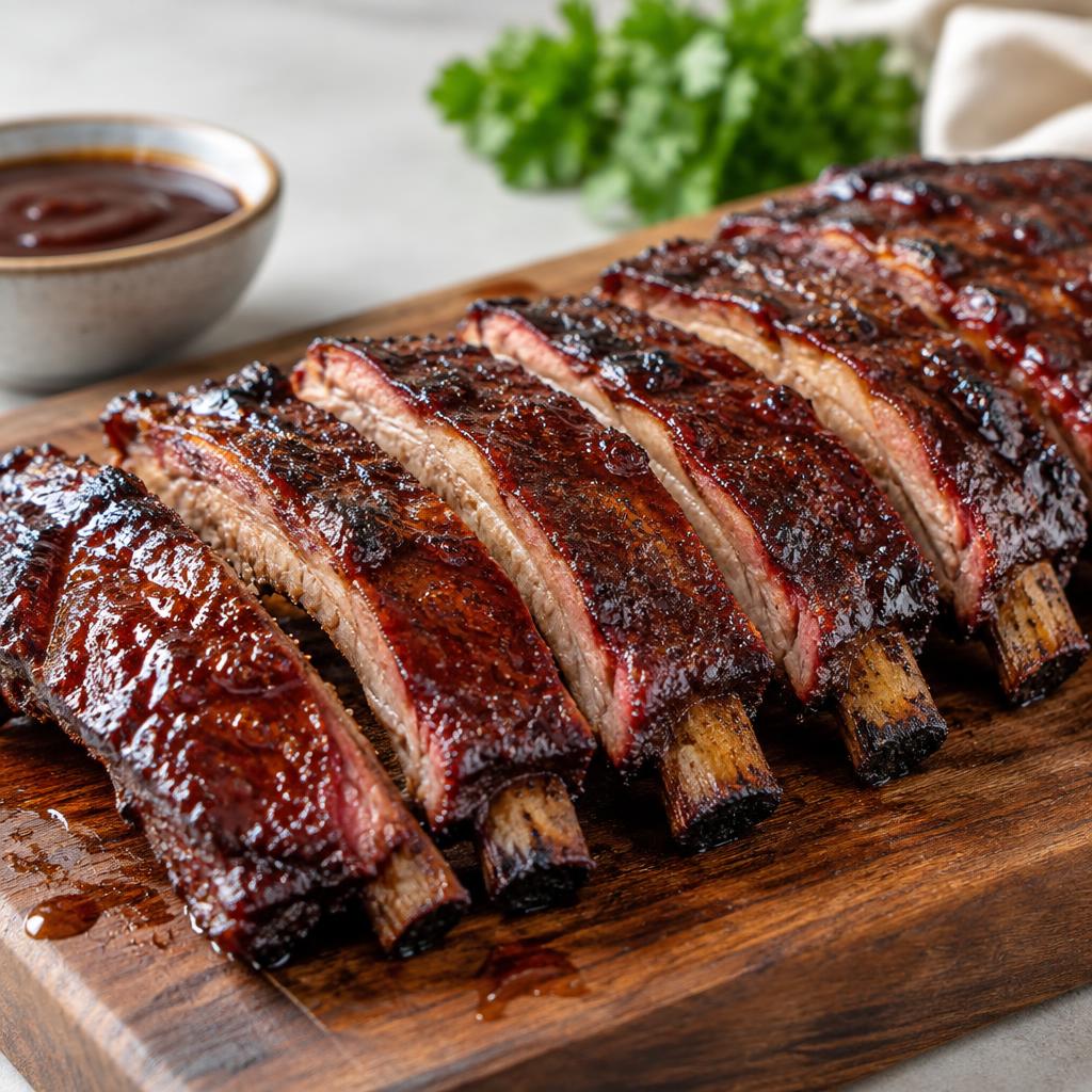 Kona Apple-Smoked BBQ Ribs fresh off the smoker